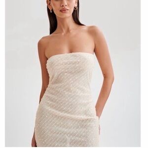 Meshki Strapless Cream Dress